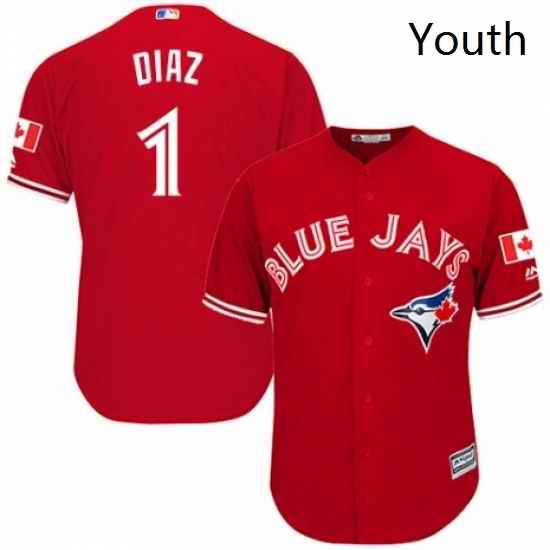 Youth Majestic Toronto Blue Jays 1 Aledmys Diaz Authentic Scarlet Alternate MLB Jersey